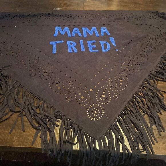Mama Tried Fringe Suede like Poncho Detailed Cutout Design OSFM Fat Rat Family - Picture 1 of 6